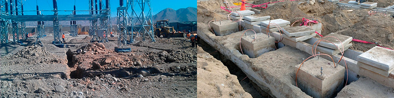 Excavaciones para la malla de puesta a tierra en la SE Moquegua 220kV